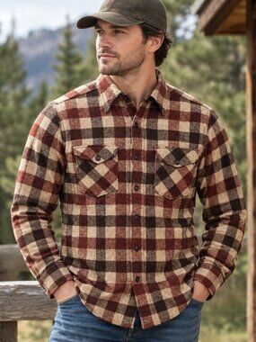 Vintage Woolrich Buffalo Plaid Pattern Wool Shirt Made In USA